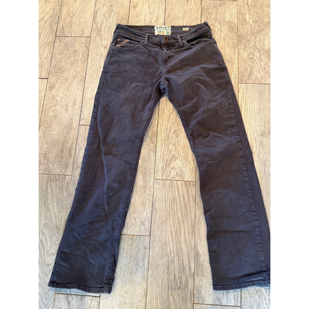 Ariat M7 Straight Leg Jeans 30 x 32 Charcoal Gray Slim Fit Grizzly Mens 30x32s